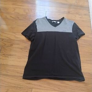 Calvin Klein Black and Gray V-Neck Tee